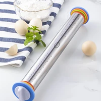rolling stick flour rod mat dough steel fondant roller stainless small tools 4 removable ring for pizza adjust the size