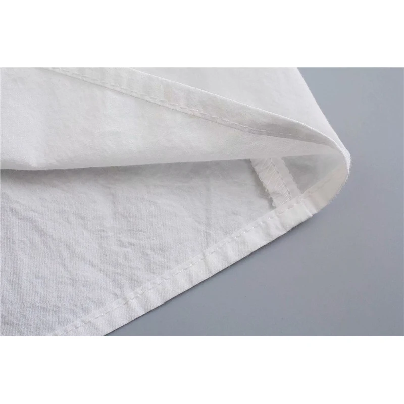 

Evfer Casual Lady Single Breasted Long Sleeve Turn-Down Collar Za White Loose Shirts Women Fashion Double Big Pockets Thin Tops