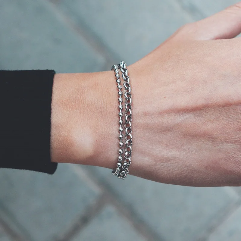 Минималистичный мужской браслет с двойным слоем звеньев цепи для Hombre хип хоп из
