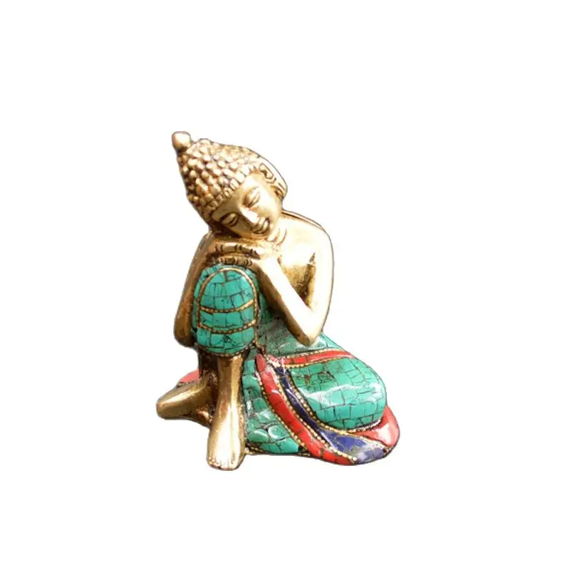 

Nepal Old Bronze Turquoise Inlaid Stone Buddha Statue Of Sakyamuni Buddha