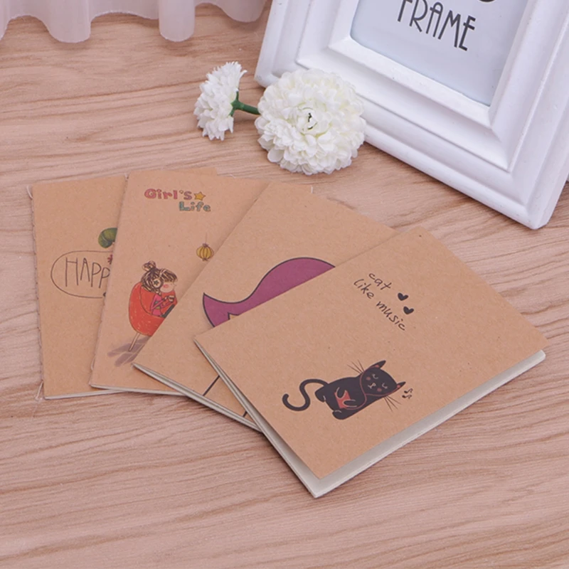 

Mini Cute Cartoon Notebook Handy Pocket Notepad Brown Journals Diary 32 Pages