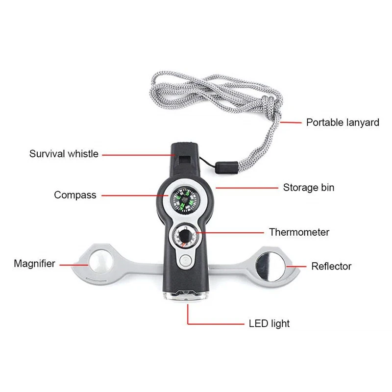 7 в 1 высокого качества многофункциональный инструмент для кемпинга свисток с