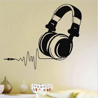hot vinyl wall decals dj headphones audio music pulse decal art mural home decoration removable wall sticker for music fans 3069