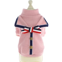 spring korean style campus clothes for dogs two leg dog shirts butterfly bow dog sweater jumper