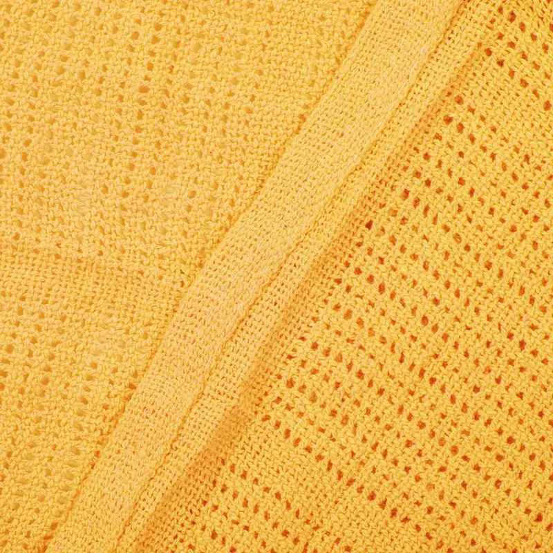 

100% Cotton Baby Infant Cellular Soft Blanket Pram Cot Bed Mosses Basket Crib Color:Bright yellow