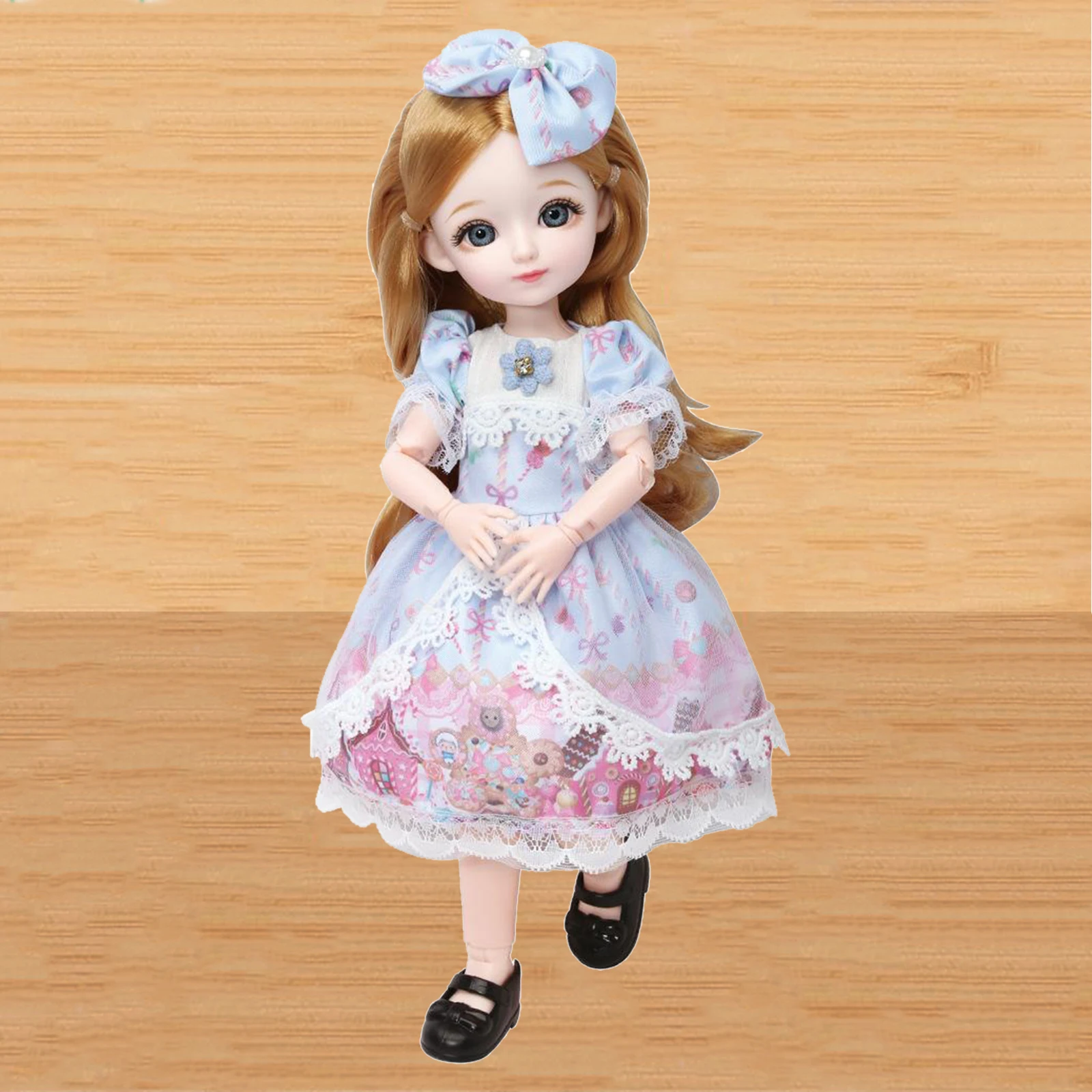 

31cm 23 Flexible Jointed BJD Girl Doll 3D Eyes Long Hair Cute Girl Toy