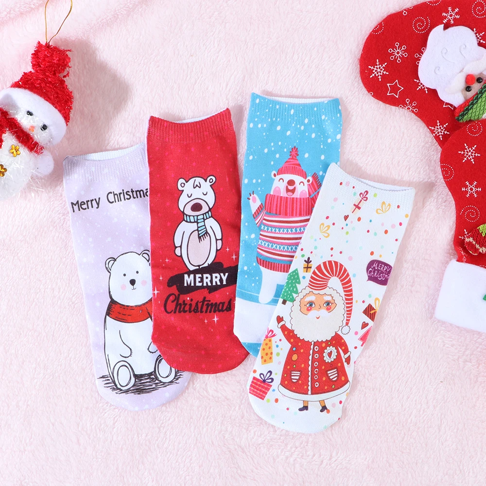 1 пара мягкие хлопковые милые рождественские носки зимние теплые подарки