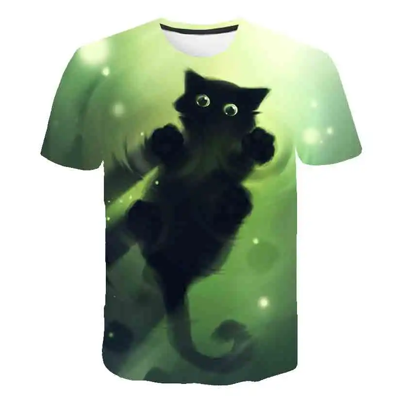 

2021 Hot Sale Latest Cute Cat 3D Printed T-ShirtBoys Girls Fashion Short-Sleeved Streetwear Funny Animal Boy Girl T-Shirt
