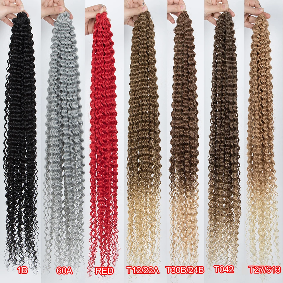

FASHION IDOL Water Wave Twist Crochet Hair 30 Inch Synthetic Curly Hair Goddess Braids Deep Wavy Ombre Red Brown Hair Extensions