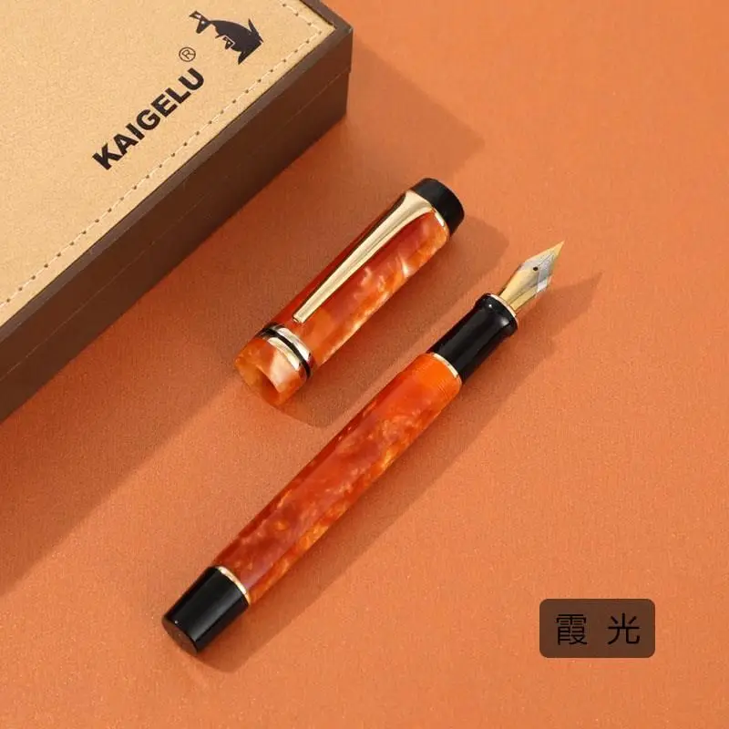 Kangaroo Kaigelu 316 Celluloid Nature Caligraphy Fountain Pen Xylonite Daily Screw Cap Gift Office Business Colorful Marble | Канцтовары
