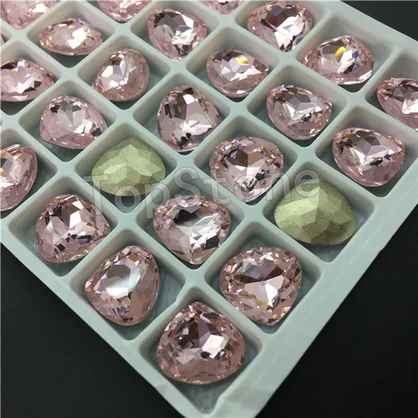 pink TopStone жир в форме сердца стеклянные кристалл изысканный камень заостренный назад K9 сердце горный хрусталь бусины без отверстий для изготовления ювелирных изделий - Цвет: pink