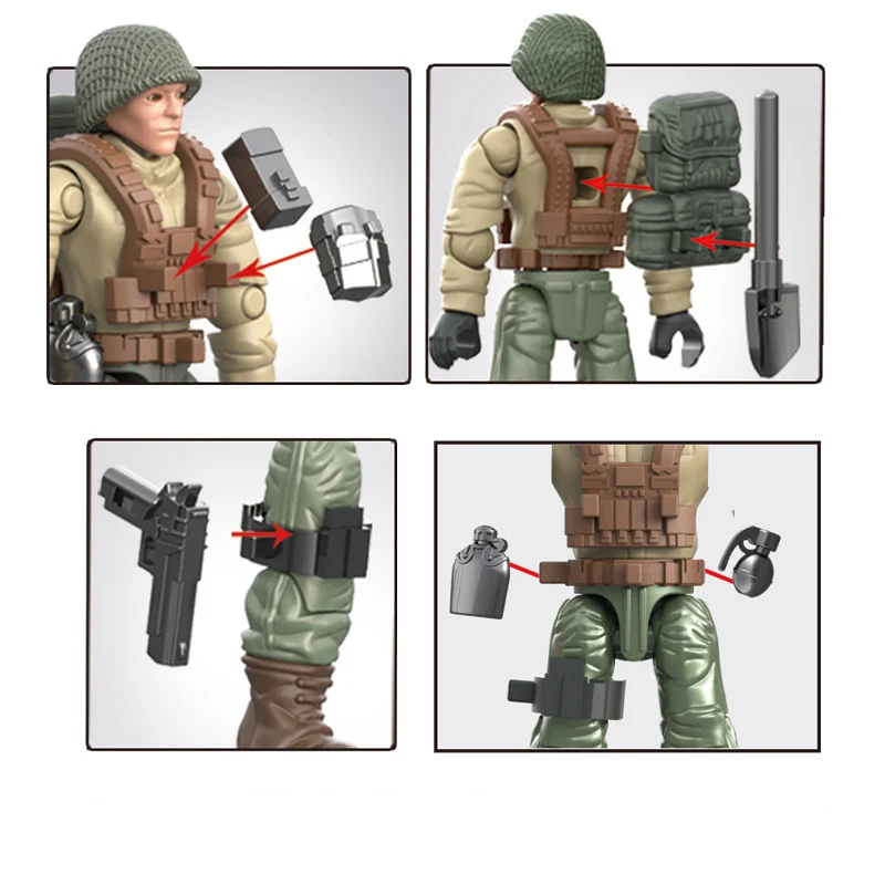 

Kids Toys Mini Action Figures Building Blocks Set WW2 Military Soldiers Weapon Accessories Army Guns Bricks Toys For Boys