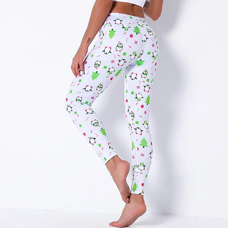 

Female Fitness Sport Yoga Pants Christmas Printed Push Up Women's Leggings Tights High Waist Workout Running SportswearTrousers
