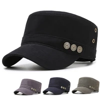 2021 branded men military caps outdoor casual cotton hat flat top bonnet female vintage army casquette bone gorras with air hole