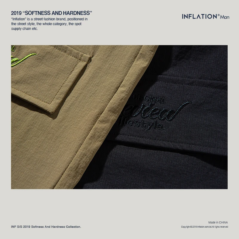 

INFLATION 2020 FW New Pants Men Loose Style Pants Casual Trousers Men Windbreaker Pants Men Wide-Legged Pants 93368W