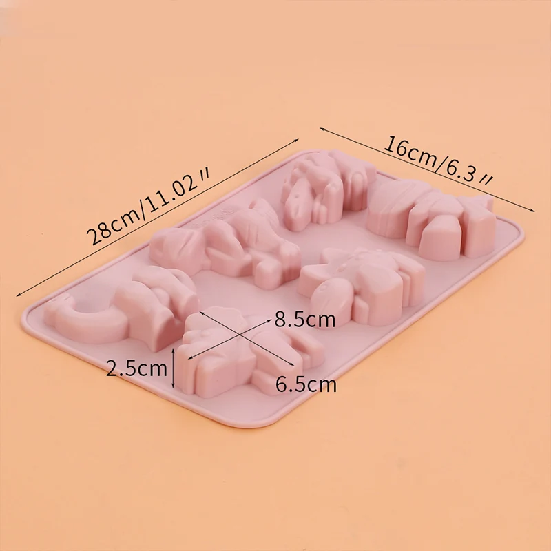 Silicone Fondant Mold 6 Hole Different Shapes Dinosaur Cake Chocolate Cute Animals Baking Tools | Дом и сад