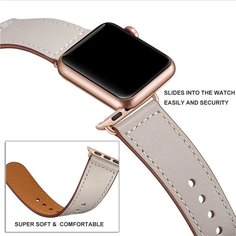 Ремешок из натуральной кожи для Apple Watch 42 мм 44 аксессуары часов кожаный ремешок