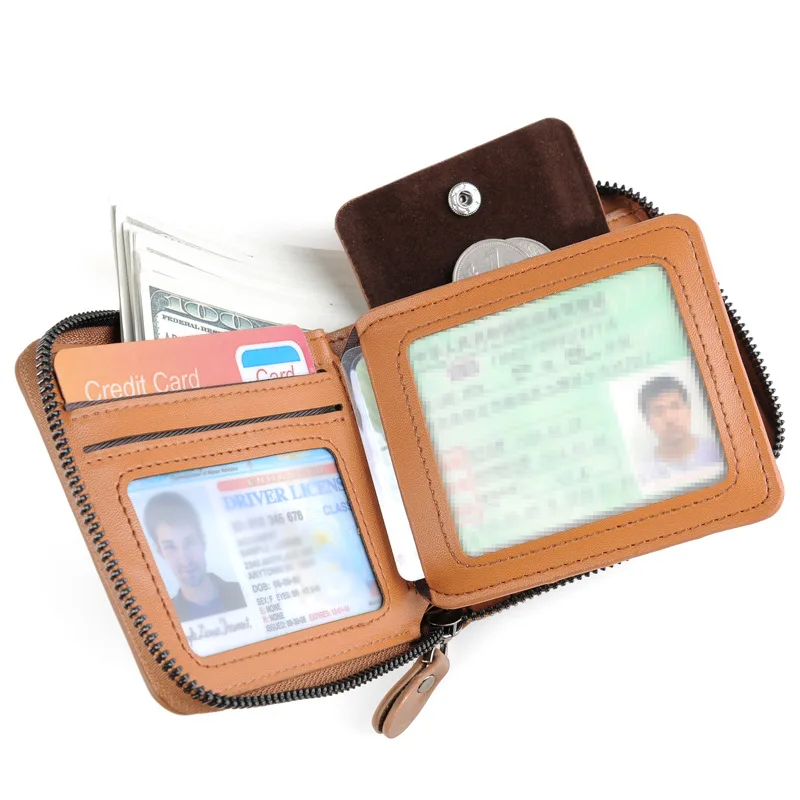 

New Design Men's Short Wallet Casual Zipper Purse Male Cards Holder Zipper Coin Wallet