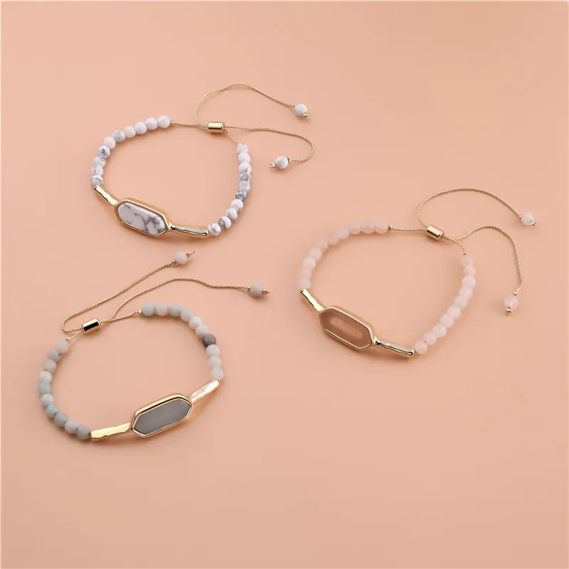 Женский браслет из натурального камня холодного ветра с бусинами|Браслеты