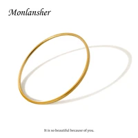 monlansher geometric round circle cuff bracelet gold color titanium steel thin bangle for women classic fashion bangles jewelry