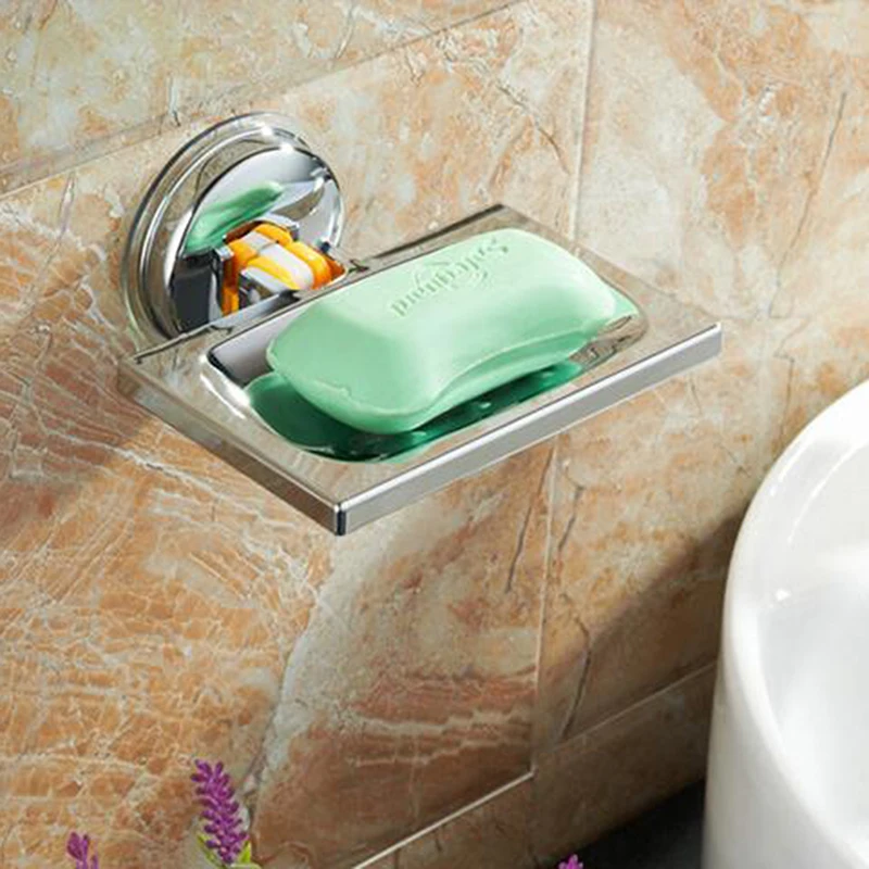

Home Bathroom Practical Soap Holder Vacuum Suction Cup Box Soap Storage Saver Shower Tray Bathroom Supplies