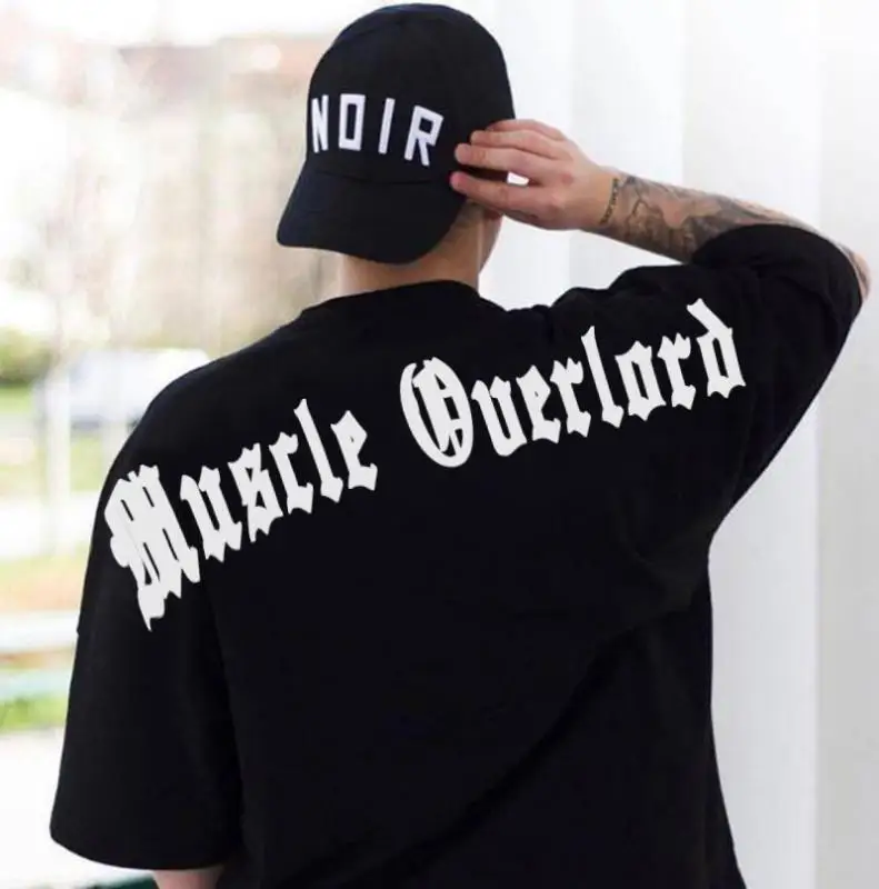 Мужская свободная футболка для спортзала фитнеса бодибилдинга тонкие рубашки с