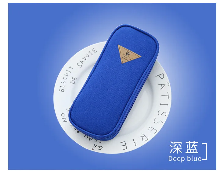 deep blue Корейский стиль, яркий цвет, короткий холщовый пенал, чехол многофункциональные Канцтовары, органайзер для хранения, сумка, школьные принадлежности, Escolar Papelaria - Цвет: deep blue