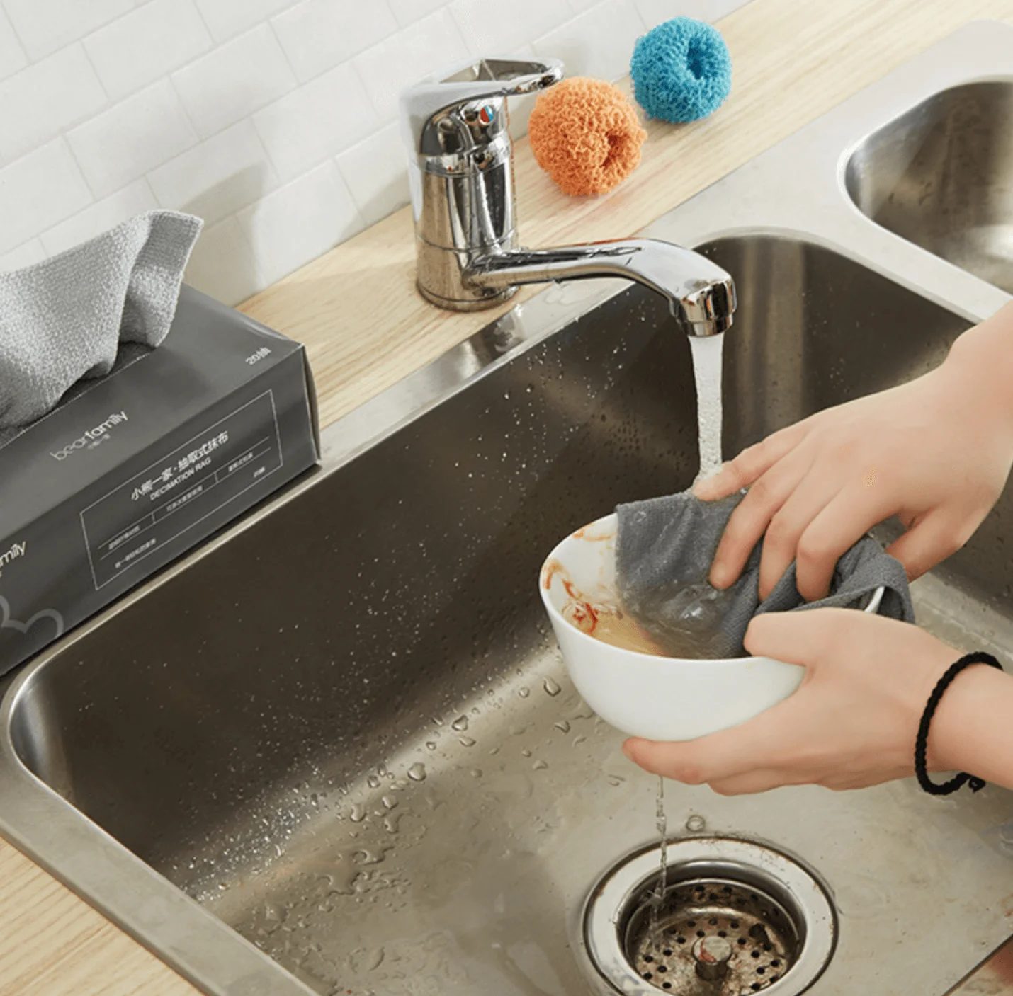 Бытовая Съемная салфетка для мытья посуды впитывающая из микрофибры одноразовая