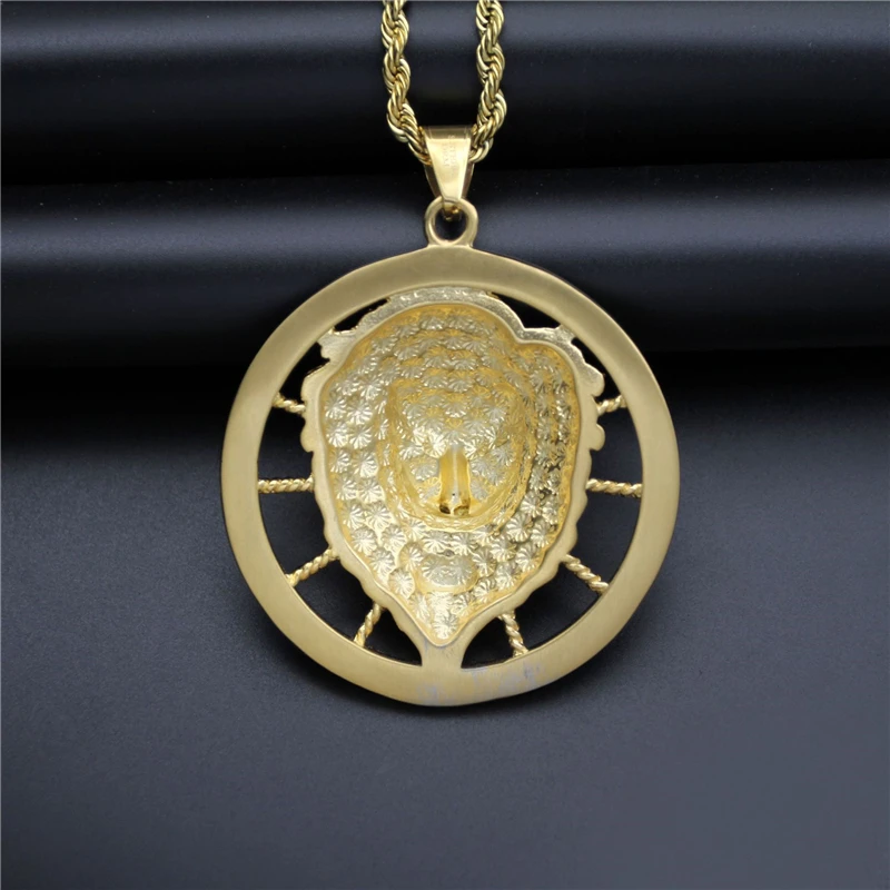 

Punk Style Lion Head Pendants With Cubic Zirconia Luxury Stainless Steel Chain Necklaces For Women Wedding Jewelry Gifts 2021