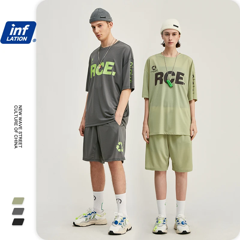 Мужские свободные шорты шаровары из полиэстера с принтом|Мужские спортивные