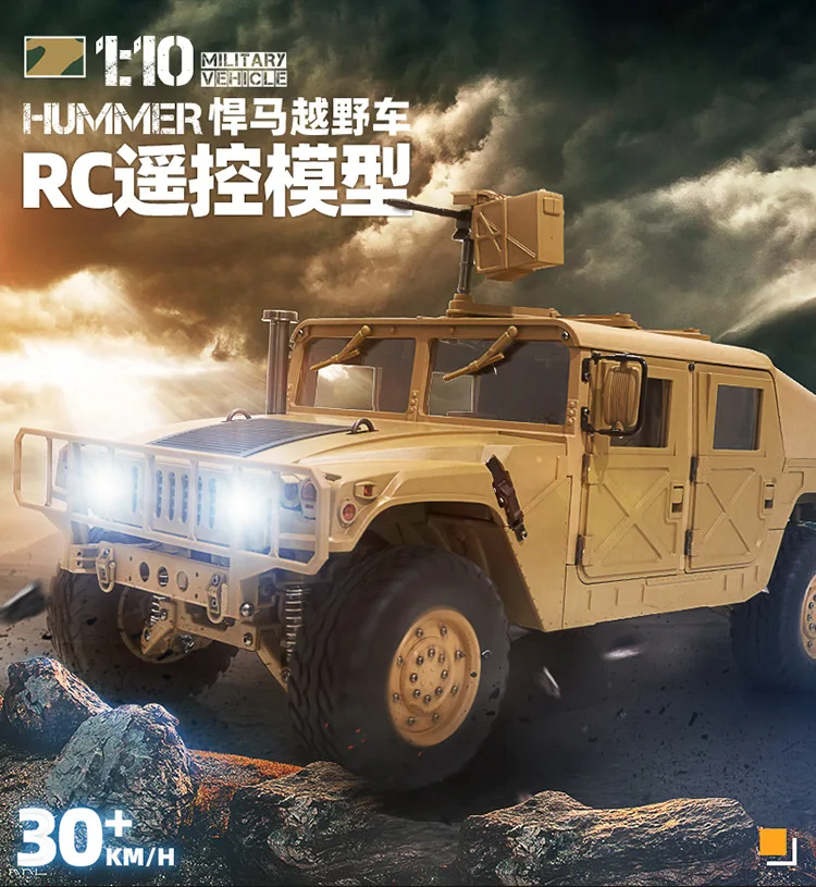 JTY Toys 1:10 Hummer Радиоуправляемая машина 4x4 военный автомобиль 30 км/ч металлическая