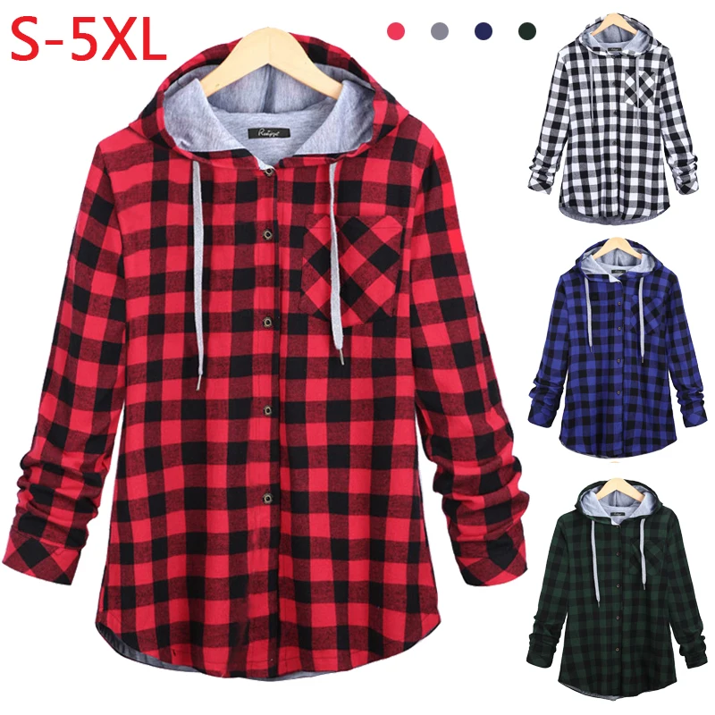 

Женская Повседневная красная клетчатая кофта с капюшоном и длинным рукавом, английская рубашка, топы, кардиганы в стиле Харадзюку, Клетчата...