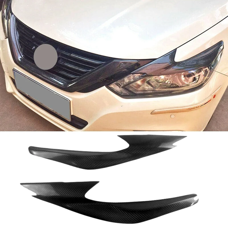 

for Nissan Teana 2016-2018 Carbon Fiber Car Sticker Front Headlights Eyebrow Eyelid Trim Cover Accessories