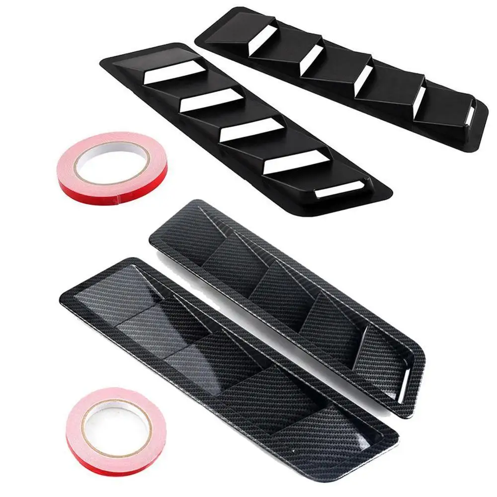 

2pcs Universal Carbon Fiber Style Hood Vents For Window Self-Adhesive Panel For Mustang Louver Hood Flow Cooling Air I H5K9