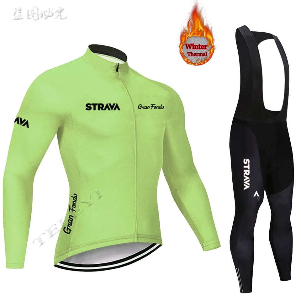 Зимняя термо флисовая велосипедная Джерси STRAVA Спортивная одежда для верховой езды mtb велосипед зимняя велосипедная одежда мужская Профессиональная командная майка - Цвет: 8