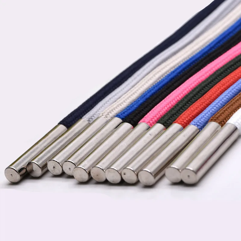 1Pc Solid Color Polyester Cord 140CM Copper Bead Caps Decorative Cap Rope For Sweater Sports Pants Waist Rope Belt