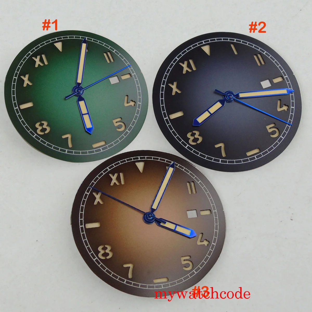 

36MM Green Sandwich California Watch Dial Face With Date Window For MIYOTA 8215 821A 8205 Mingzhu 2813 3804 ST 1612 Movement