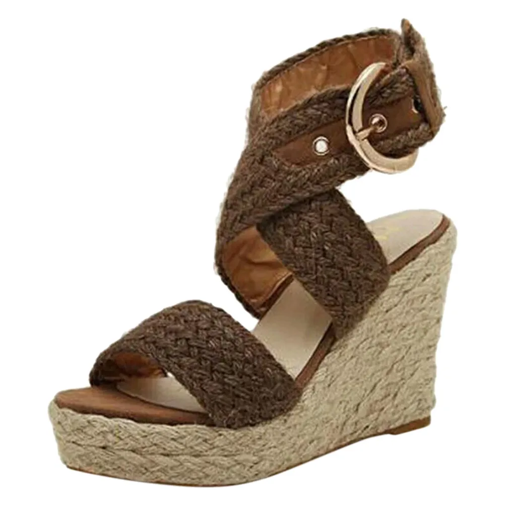 Босоножки женские на танкетке модные повседневные римские сандалии с пряжкой в