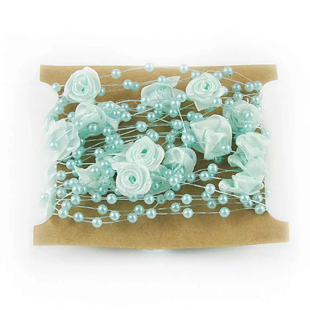 

4PCS Handmade Rose Flower Wedding Party Bead Chain 5m One Card Color Random