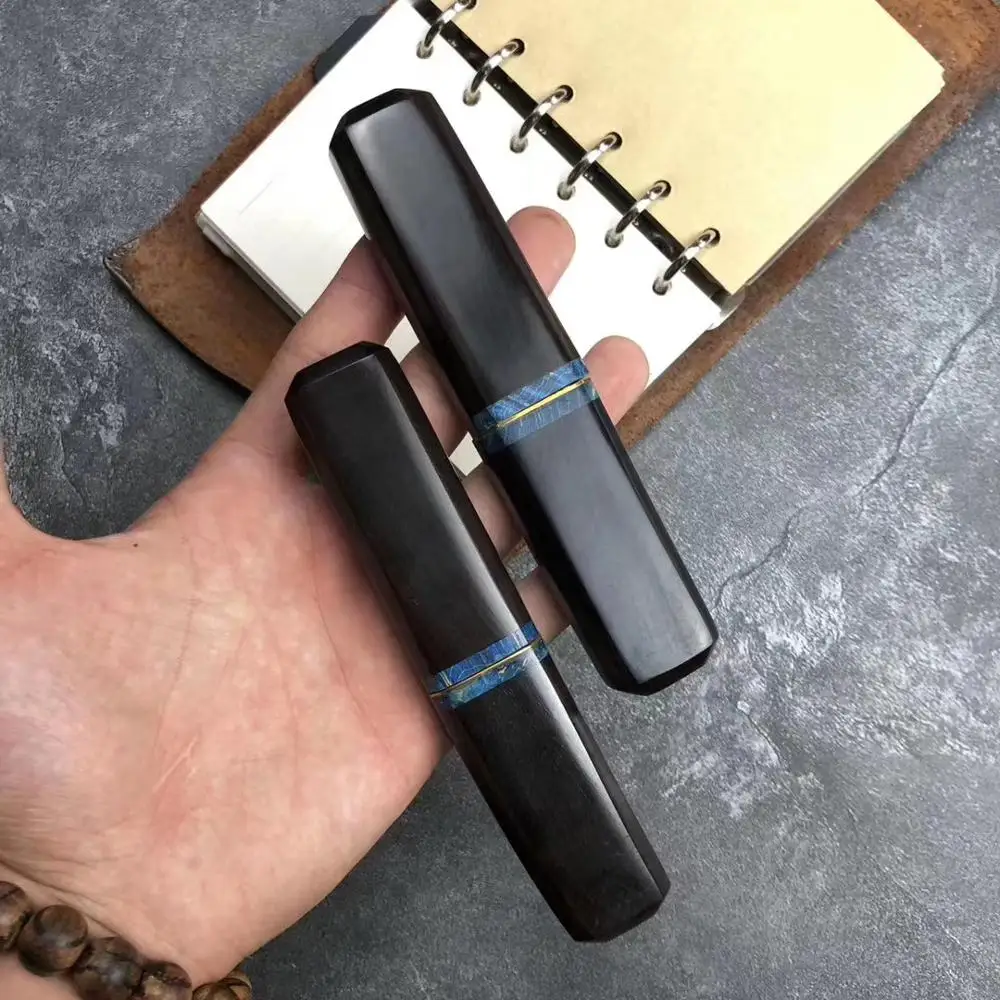 Черное прямое лезвие из дамасской стали японская Черная рукоятка черного дерева