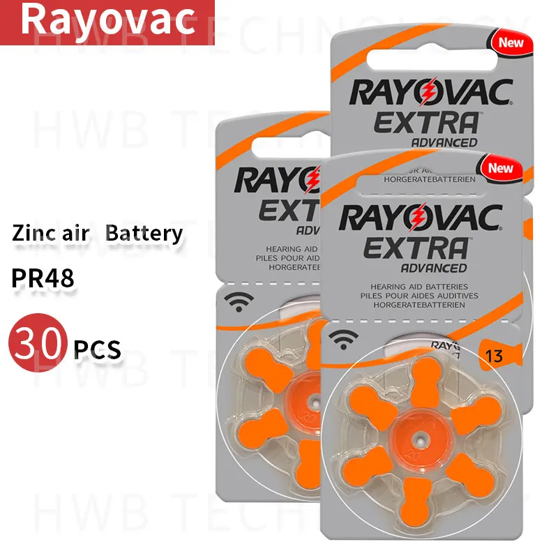 30 шт./лот батареи Rayovac для слухового аппарата высокой производительности.