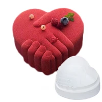 1pcs silicone big romantic heart peace hand molds cake pan mousse cake mold baking decorating tools accessories