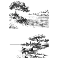 tree shore boat clear stamps for diy scrapbooking card making silicone stamps fun decoration supplies