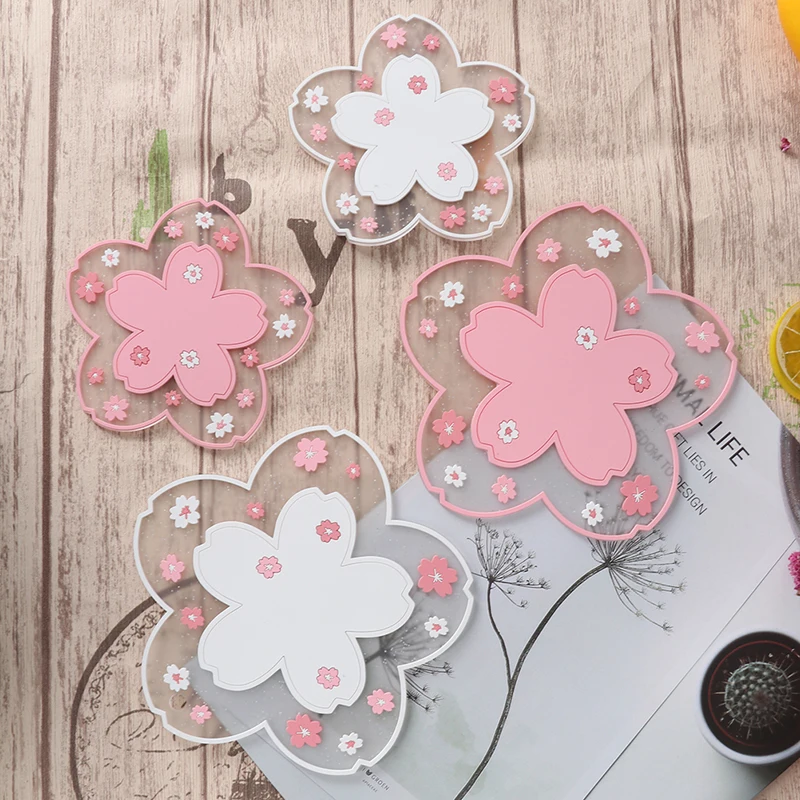 1pc Japan Style Cherry Blossom Heat Insulation Table Mat Family Office Anti-skid Tea Cup Milk Mug Coffee Coaster | Дом и сад