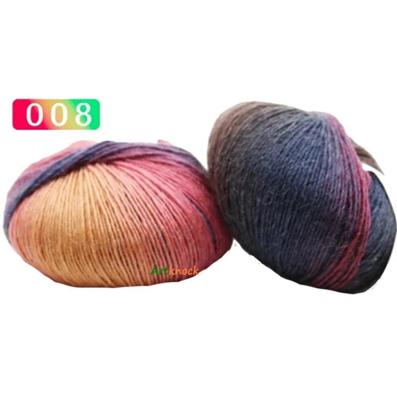 08 1pc 50 г Радужная пряжа, шерстяная пряжа для вязания крючком, необычная пряжа для вязания Ланы, пряжа для ручного вязания, цветная мягкая тонкая пряжа - Цвет: 08 1pc
