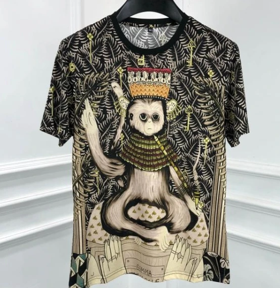

Новинка Весна 2020, брендовая одежда 20ss, известная Футболка с принтом обезьянки и короны, хлопковые повседневные футболки для мужчин
