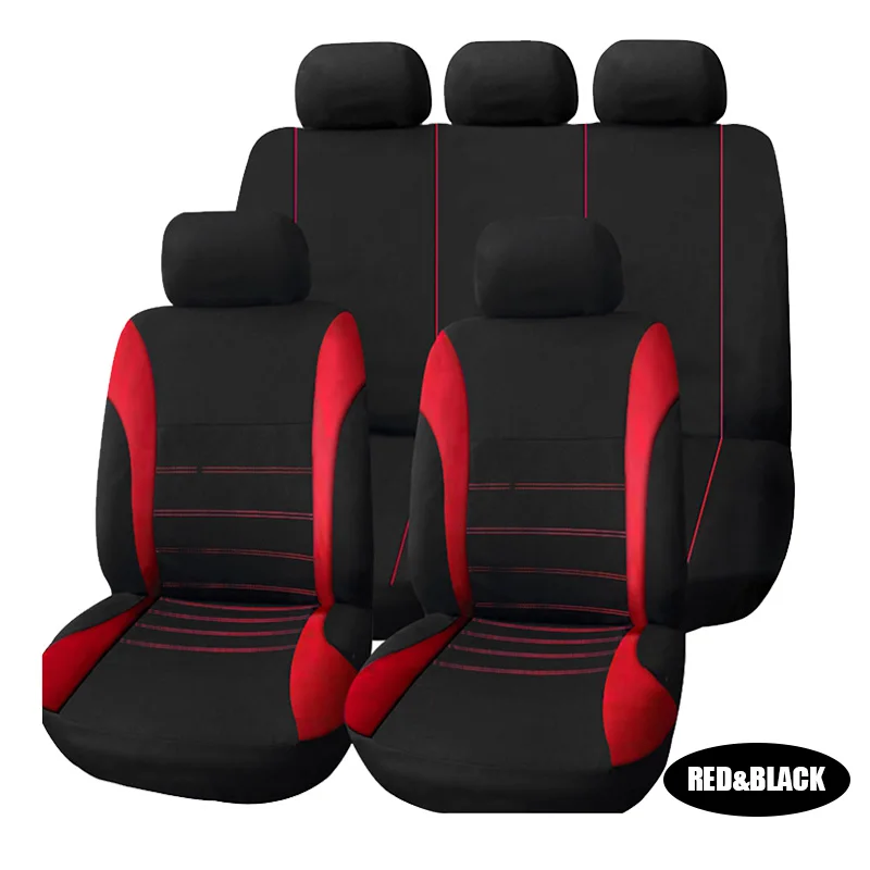 Red AUTOYOUTH Универсальный подходит полный набор Плоских тканевых чехлов для автомобильных сидений(синий/черный) 9 шт. подушка безопасности совместима с большинством автомобилей, грузовиков, внедорожников - Название цвета: Red