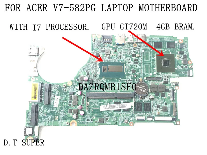 Быстрая доставка DAZRQMB18F0 V7 582PG материнская плата для ACER с процессором I7 + GT720M 4 GB
