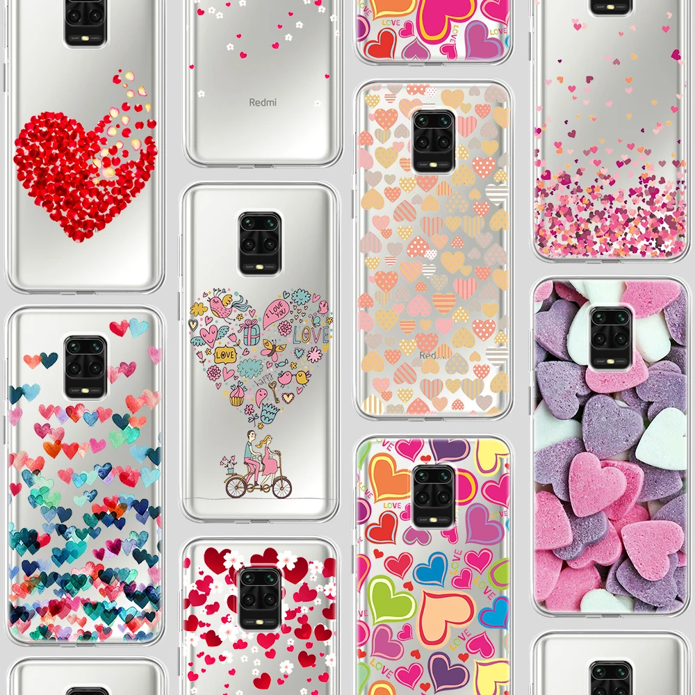 

ciciber Love Heart Cute Funda Case For Xiaomi Redmi Note 10 10S 9 9S 9T 8 8T 9C 9A 7 Poco X3 F3 C3 M3 M2 F2 Pro Max NFC Silicone