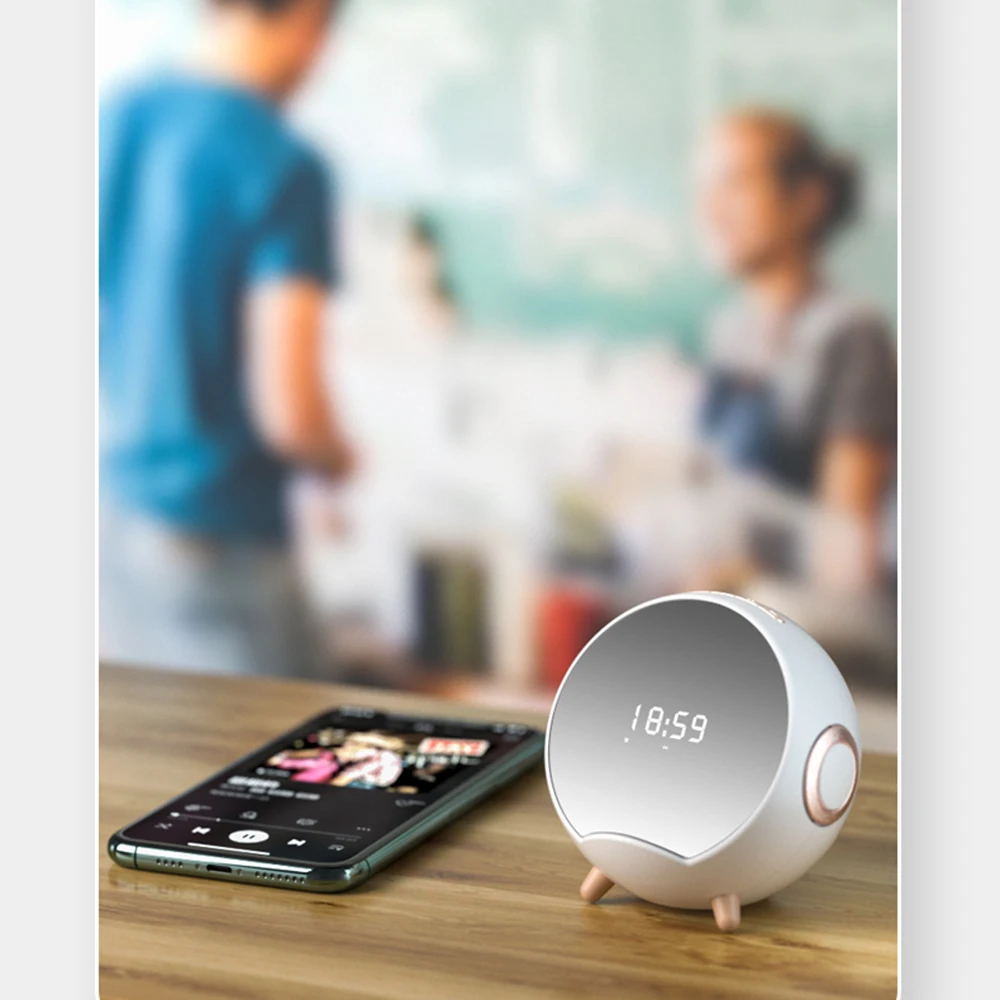 

10W Wireless Mobile Phhone Fast Charger Multi-function Alarm Clock bluetooth 5.0 3D speaker USB Flash Disk&T-flash card Player